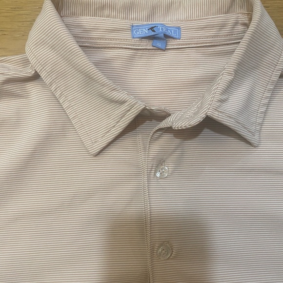 Genteal Men's tan Striped Golf Polo Shirt XL VGUC - Picture 2 of 3